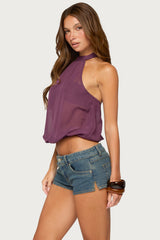 Sheer Built In Bra Bubble Top