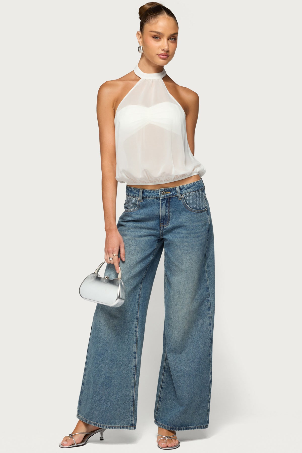 Sheer Built In Bra Bubble Top – edikted