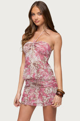 Tessa Floral Split Front Halter Top