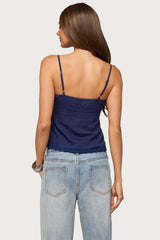 Michal Eyelet Babydoll Tank Top