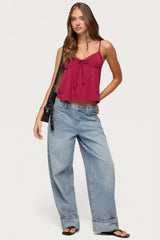 Michey Tie Front Babydoll Tank Top