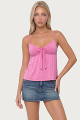 Michey Tie Front Babydoll Tank Top
