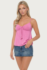 Michey Tie Front Babydoll Tank Top