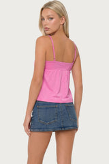 Michey Tie Front Babydoll Tank Top