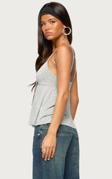 Michey Tie Front Babydoll Tank Top