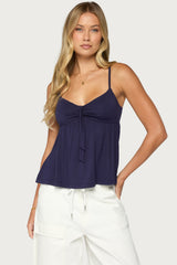 Michey Tie Front Babydoll Tank Top
