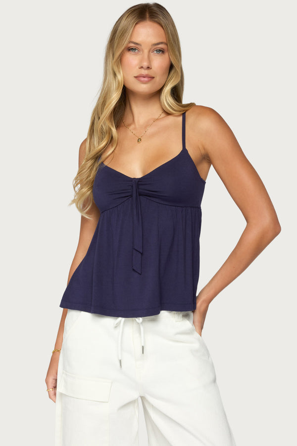 Michey Tie Front Babydoll Tank Top