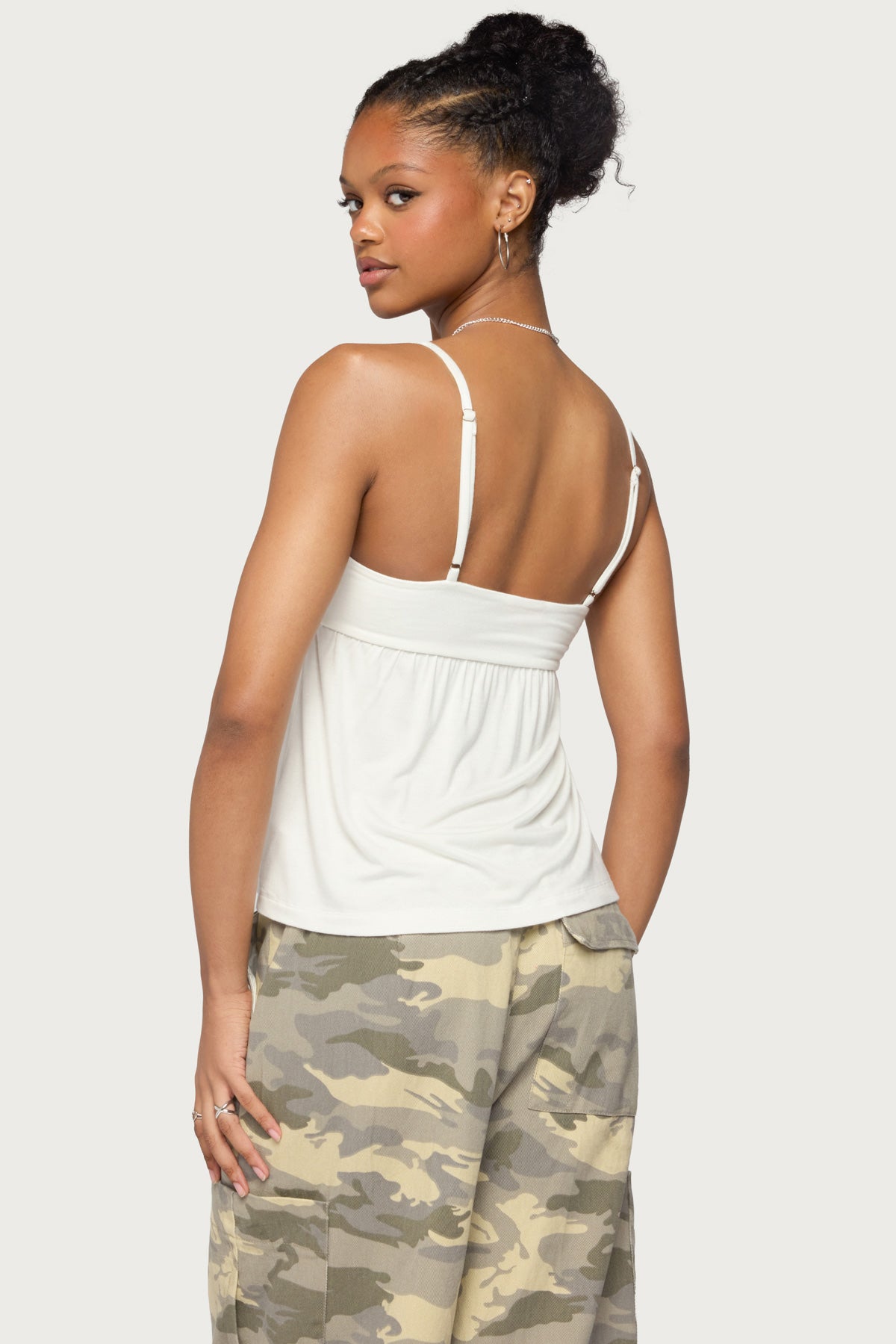 Michey Tie Front Babydoll Tank Top