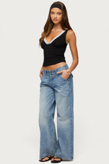 Winney Contrast Lacey Tank Top