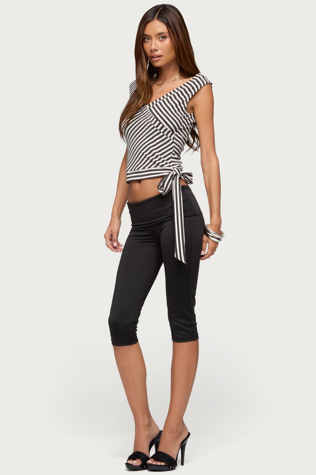 Dollie Striped Wide V Neck Top