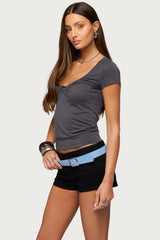 Arabel Gathered V Neck Top