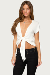 Marisse Tie Front Top