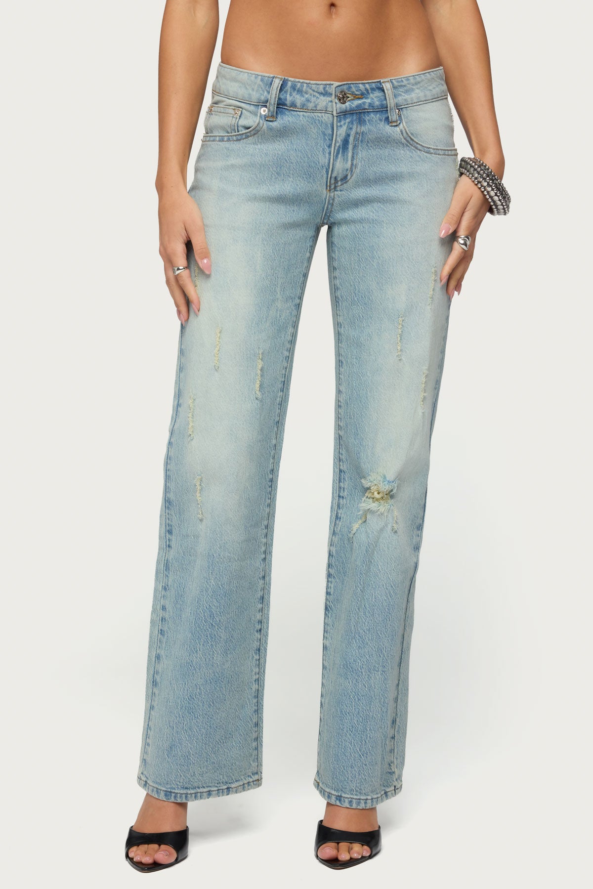 Lainie Distressed Low Rise Bootcut Jeans