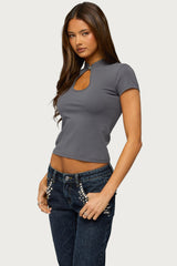 Magnus High Neck Keyhole Top