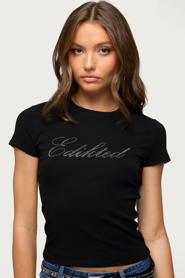 Edikted Icon Rhinestone T Shirt