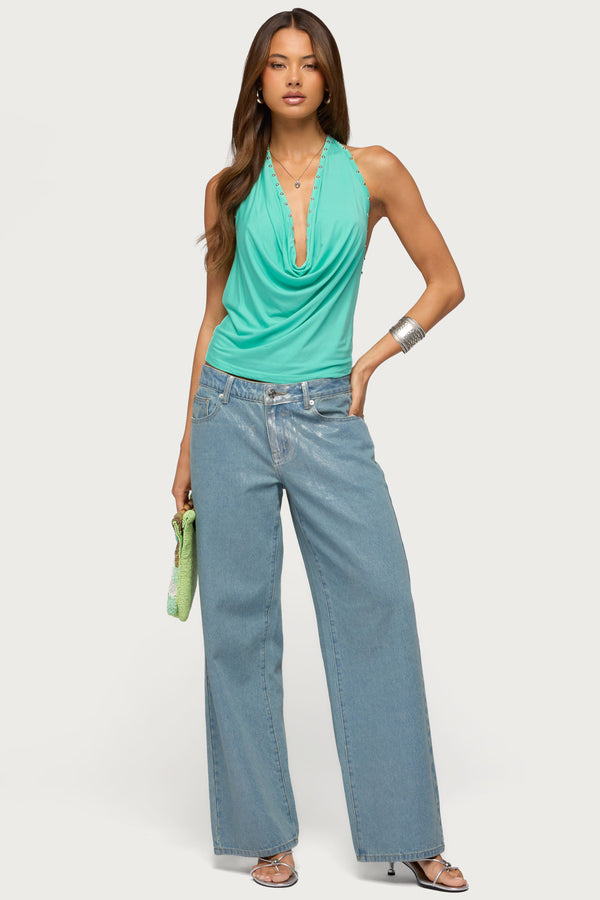Sephie Stud Cowl Neck Halter Top