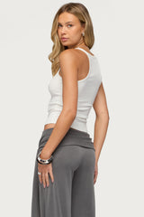 Juliena Ribbed V Neck Tank Top