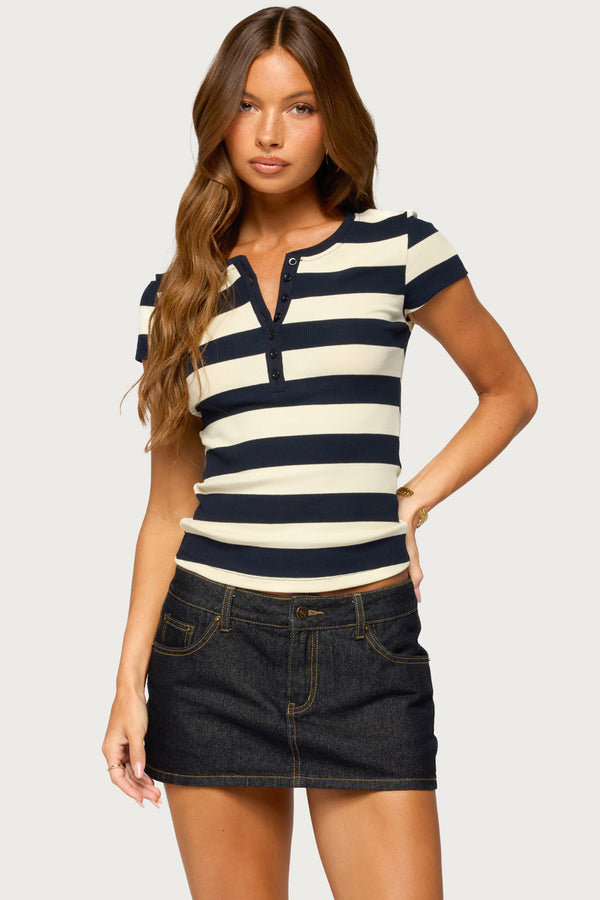 Rhianon Striped Henley Top