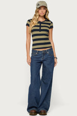 Rhianon Striped Henley Top