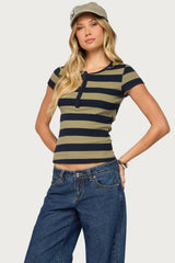 Rhianon Striped Henley Top