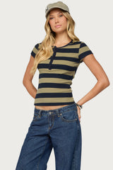 Rhianon Striped Henley Top