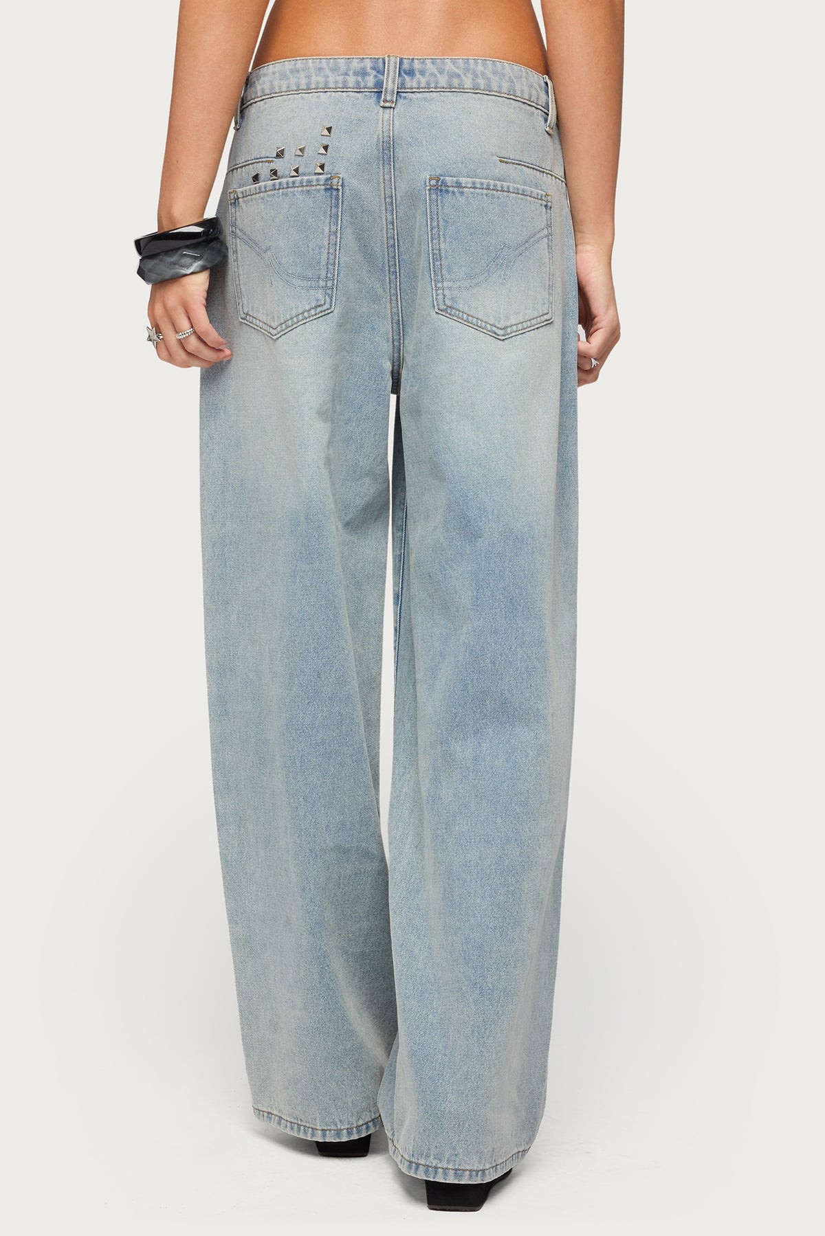 Oaklie Studded Low Rise Baggy Jeans