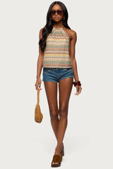 Kelsie Zigzag Crochet Halter Top