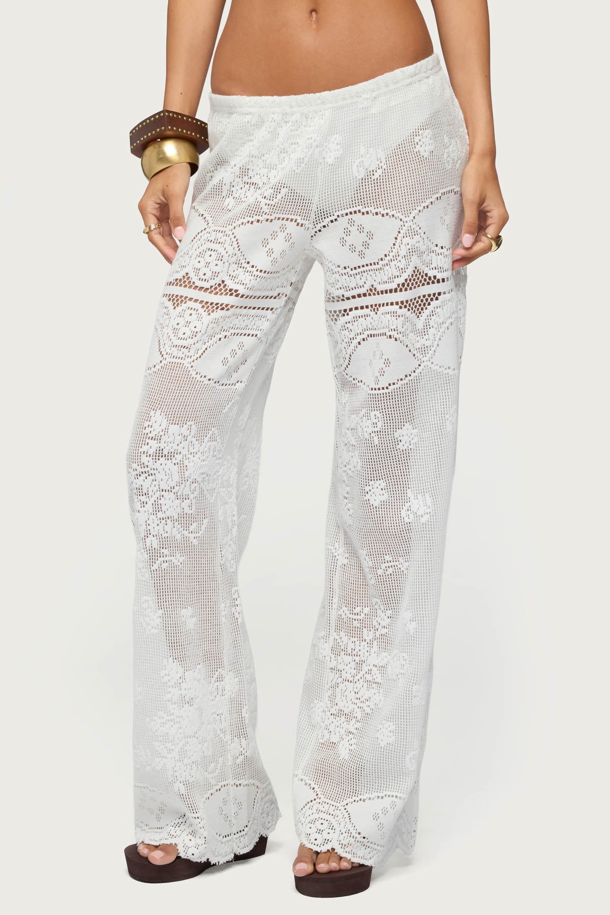 Milaya Sheer Crochet Straight Leg Pants – edikted
