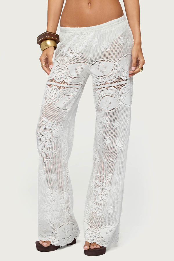 Milaya Sheer Crochet Straight Leg Pants