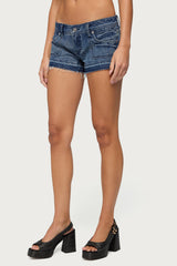 True Low Rise Denim Micro Shorts