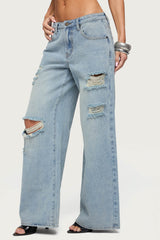 Ella Distressed Low Rise Baggy Jeans
