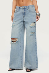 Ella Distressed Low Rise Baggy Jeans