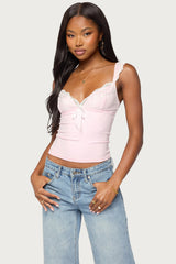 Troya Contrast Lacey Top