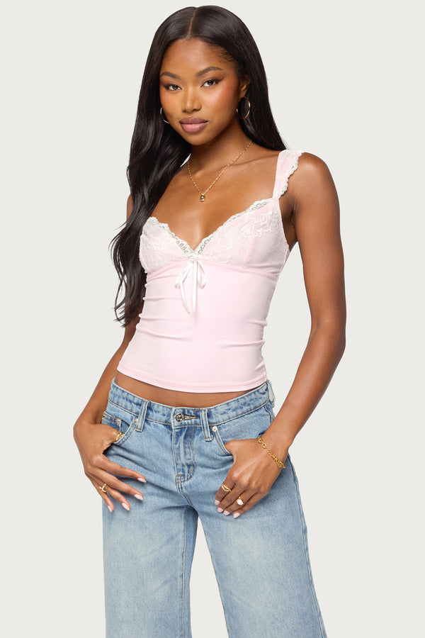 Troya Contrast Lacey Top