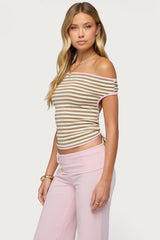 Zory Striped Backless Off Shoulder Top
