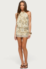 Areli Bead & Sequin Halter Dress