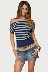 Kittie Striped Off Shoulder Top