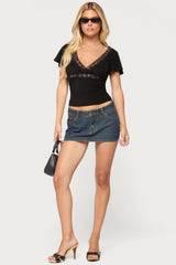 Yvetta Lacey Flutter Sleeve Top