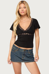 Yvetta Lacey Flutter Sleeve Top