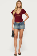 Yvetta Lacey Flutter Sleeve Top