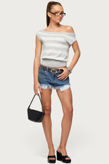 Hettie Off Shoulder Striped Knit Top