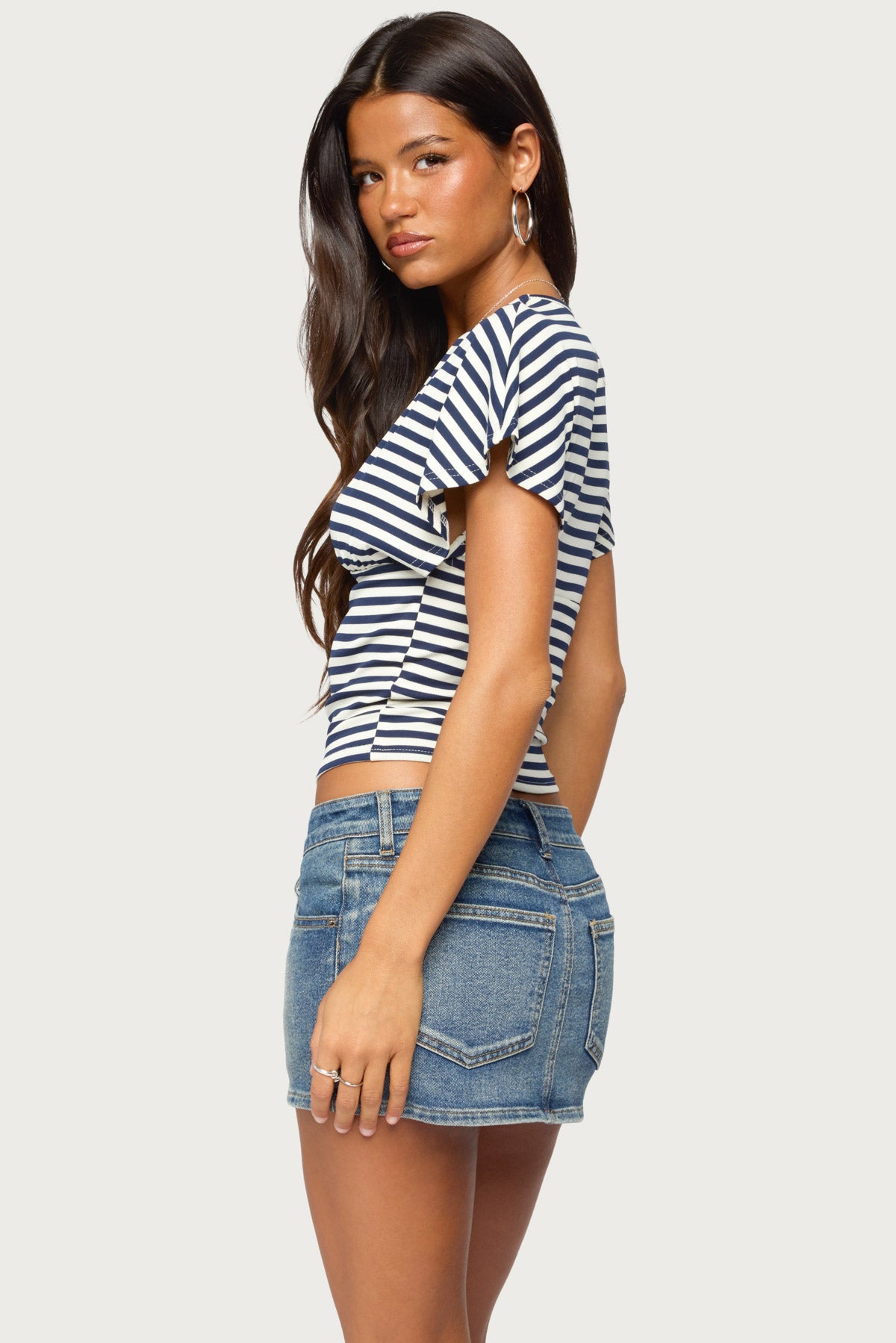 Chassidy Striped Flutter Top