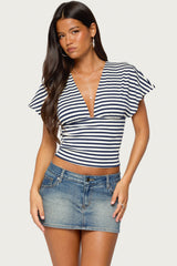 Chassidy Striped Flutter Top