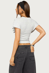 Chassidy Striped Flutter Top