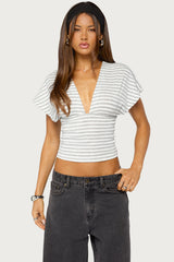Chassidy Striped Flutter Top