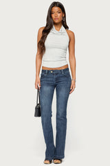 Loran Striped High Cowl Neck Top