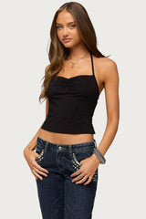 Minsoo Shredded Back Halter Top