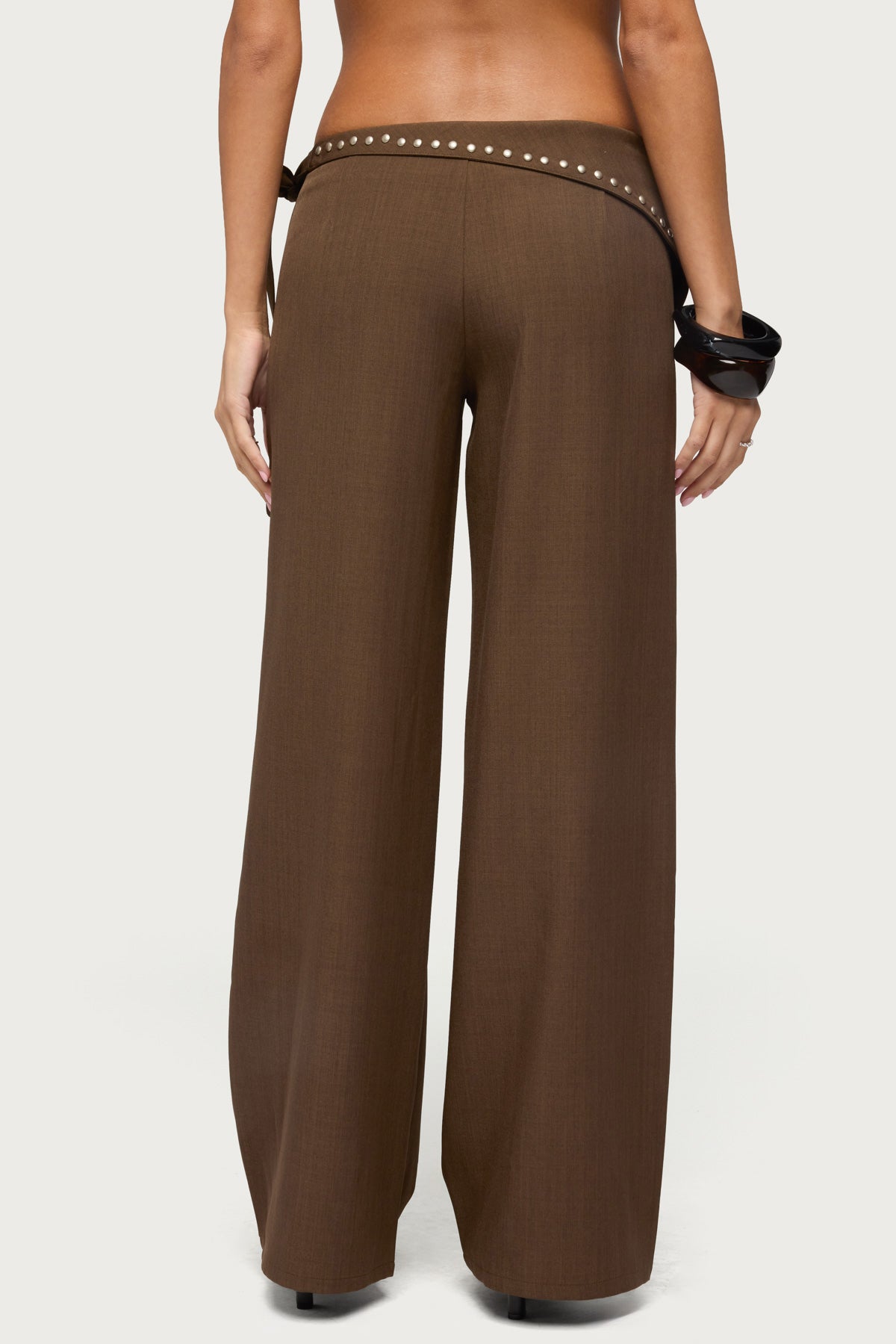 Avery Studded Foldover Straight Leg Pants