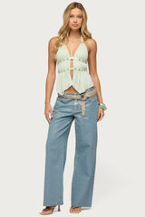 Izora Button Split Front Top