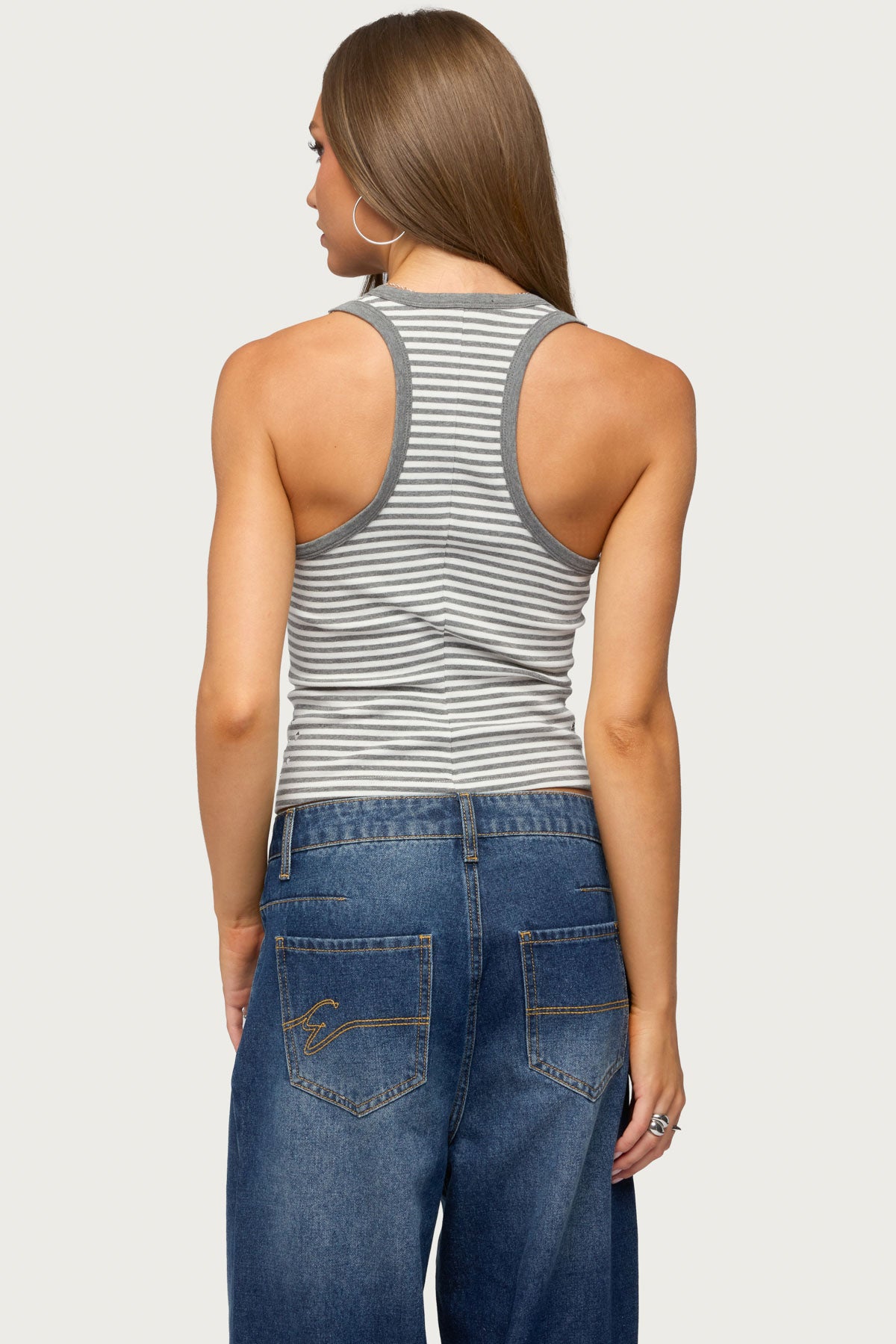 Sindy Grommet & Stud Striped Tank Top